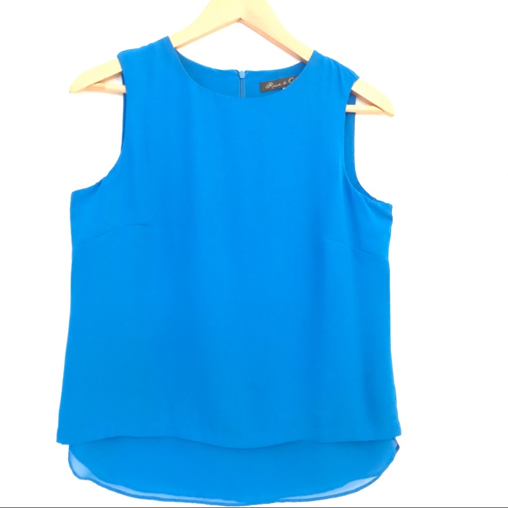 Blue Layered Sleeveless Blouse EUC